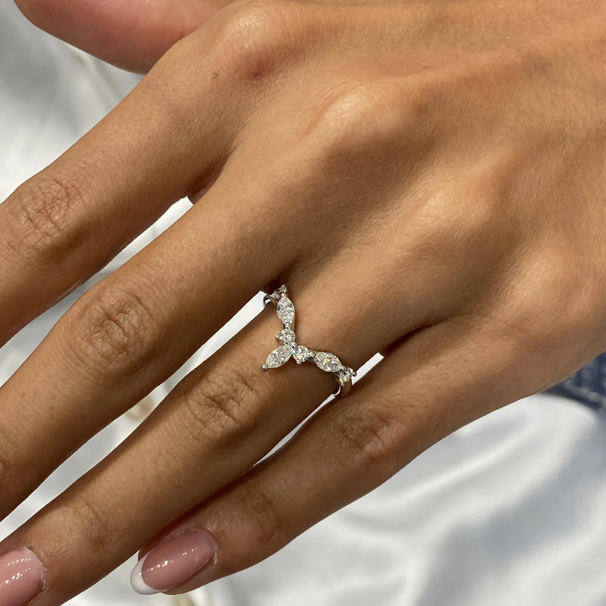 Diamond Statement Ring 0.56 Carat White Gold 14K