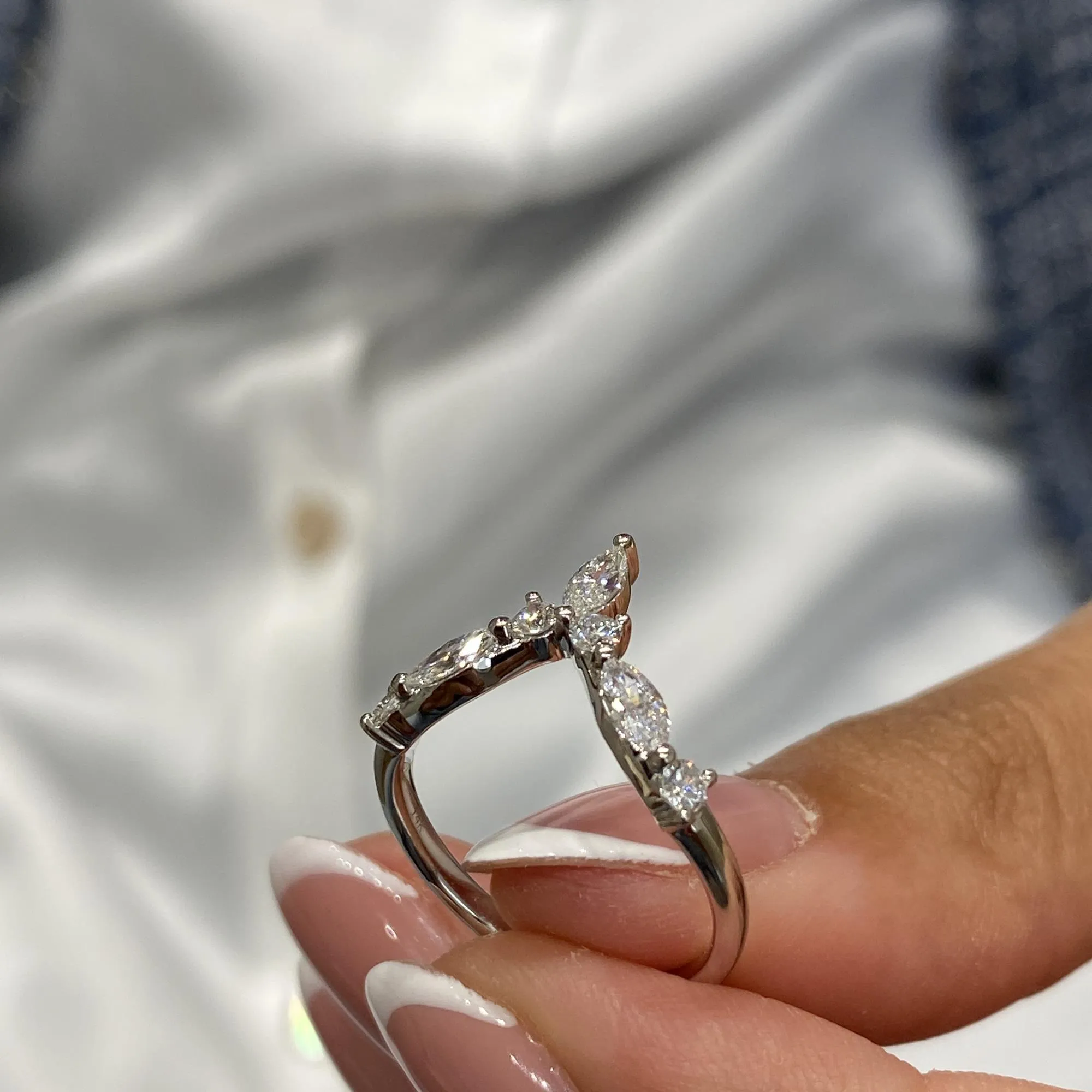 Diamond Statement Ring 0.56 Carat White Gold 14K