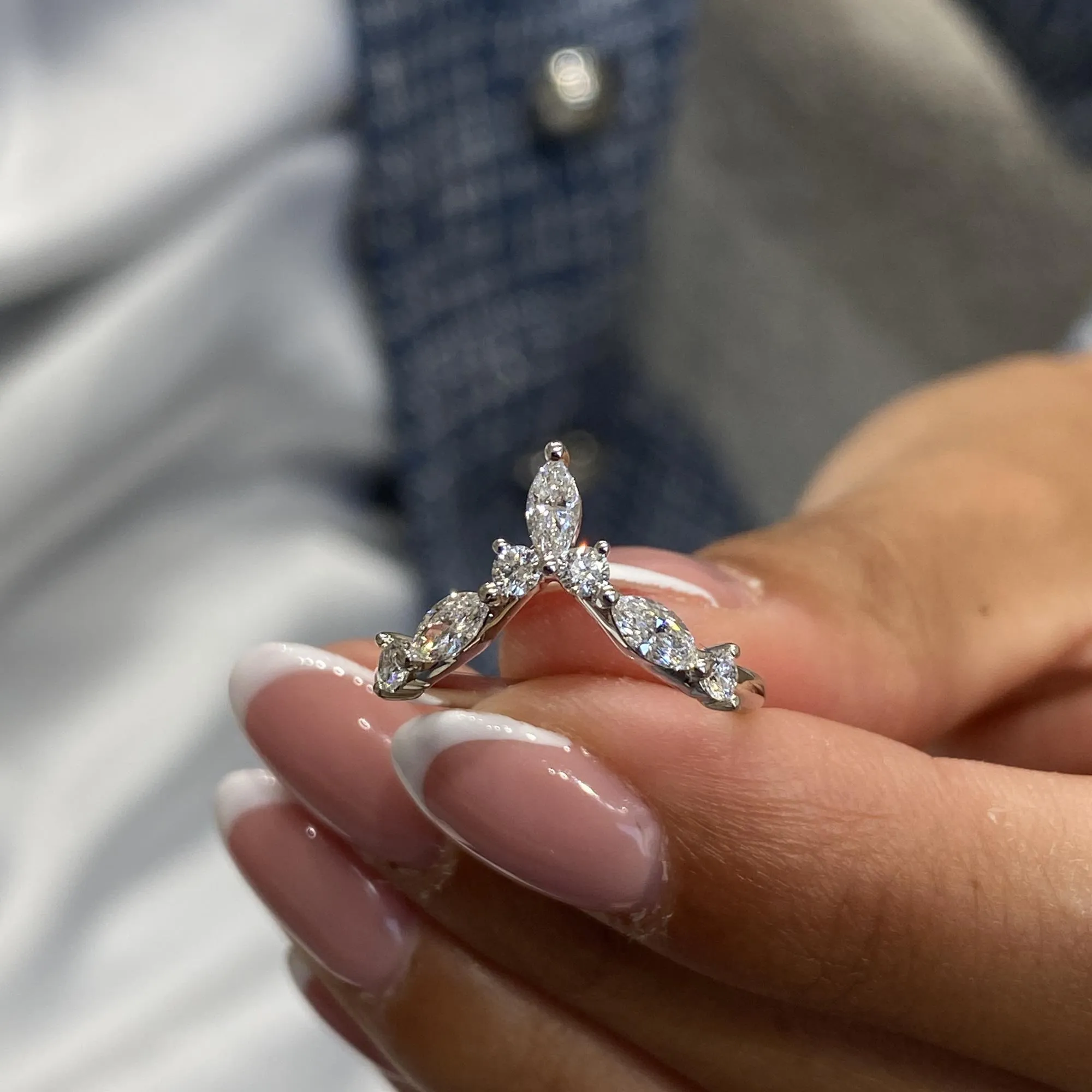 Diamond Statement Ring 0.56 Carat White Gold 14K