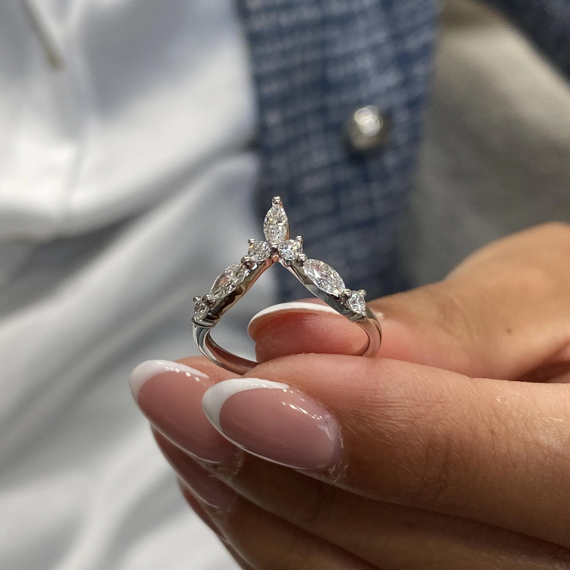 Diamond Statement Ring 0.56 Carat White Gold 14K