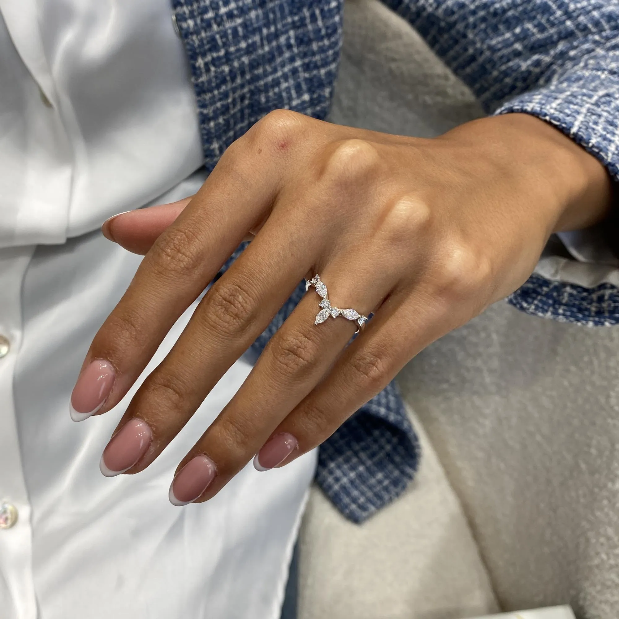 Diamond Statement Ring 0.56 Carat White Gold 14K