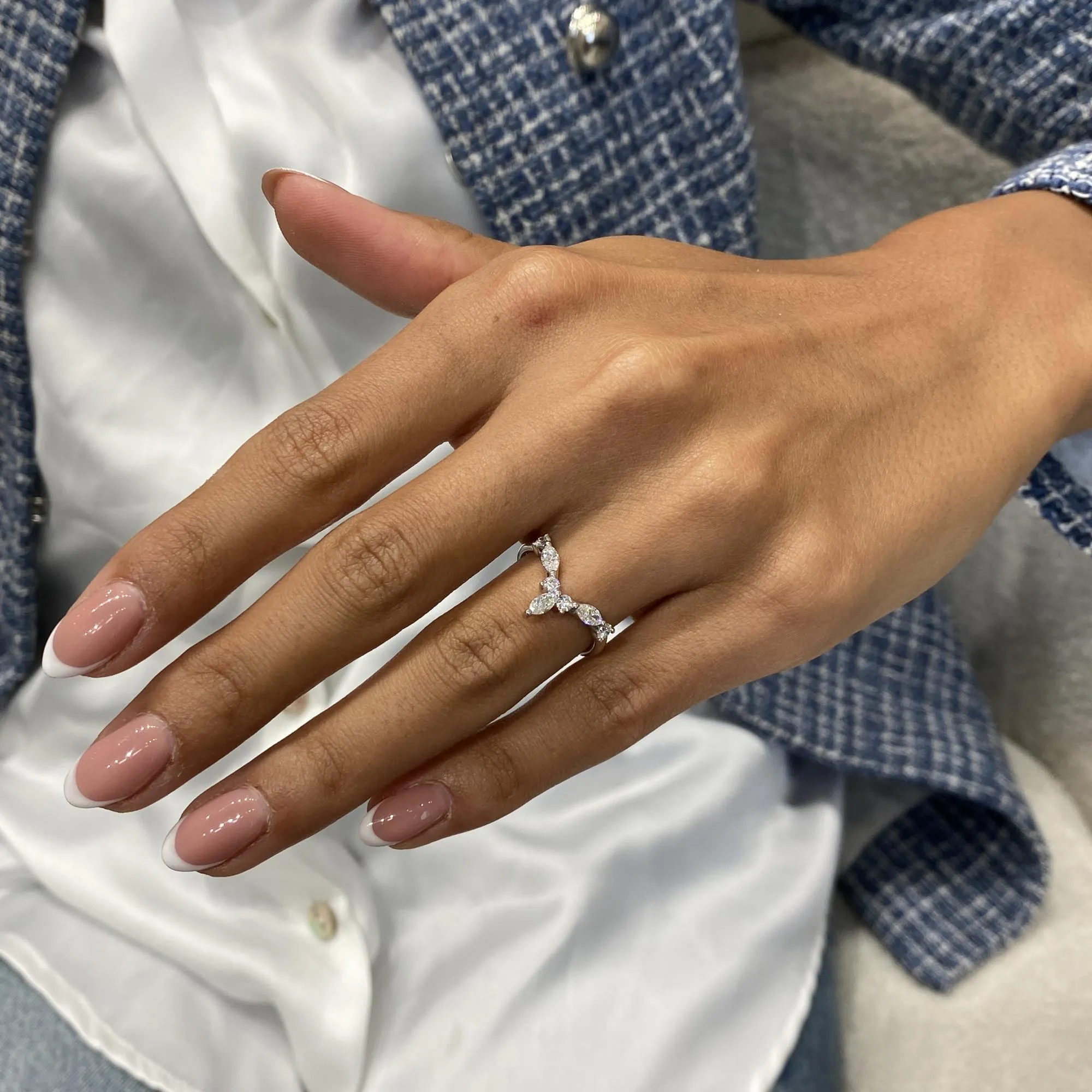 Diamond Statement Ring 0.56 Carat White Gold 14K