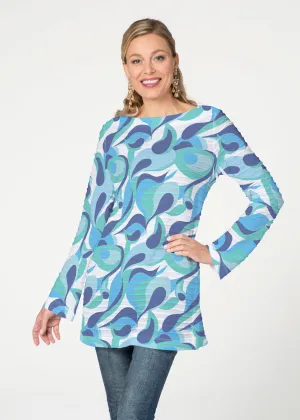 Disco Blue (8067) ~ Banded Boatneck Tunic