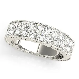 Double Row 1.00 ctw. Round Diamond Milgrain Accent Wedding Band