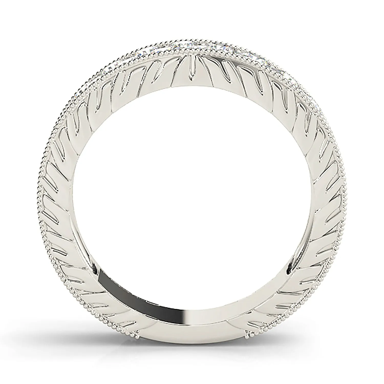 Double Row 1.00 ctw. Round Diamond Milgrain Accent Wedding Band