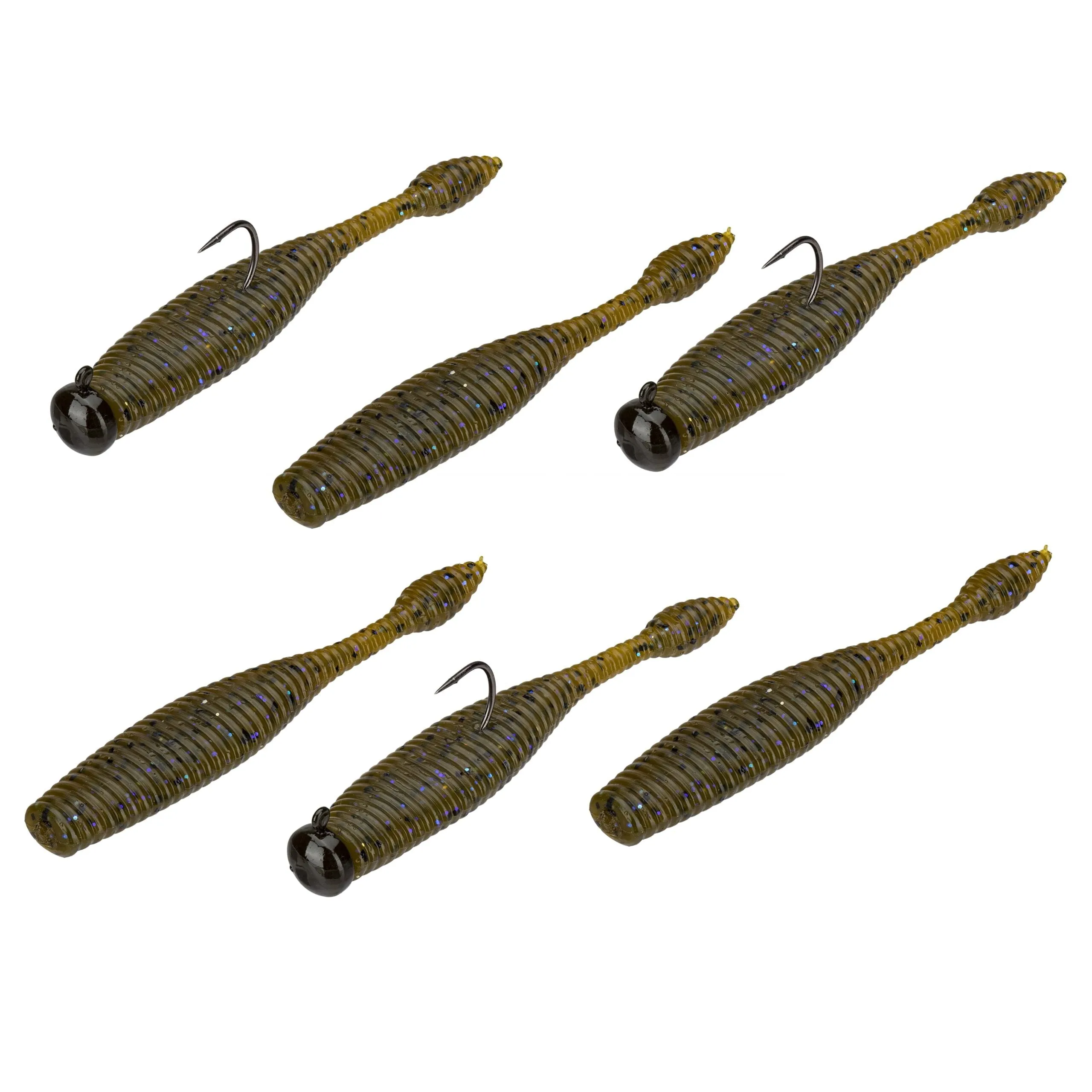 Dudley'S Pre-Rigged Green Pumpkin Violet Ned Rig Finesse Worm Bait Bass Trout Kit