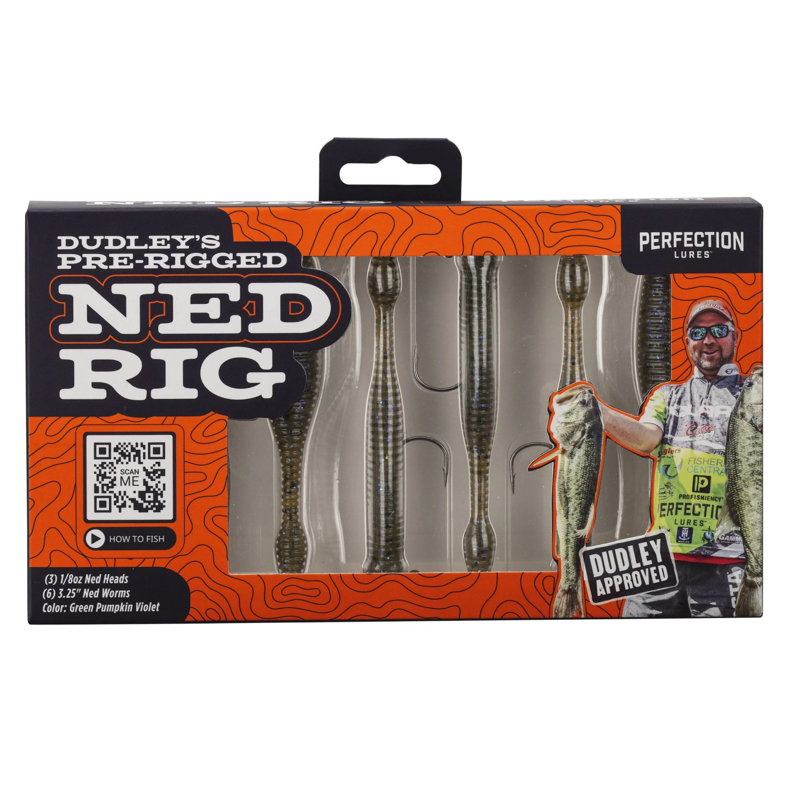 Dudley'S Pre-Rigged Green Pumpkin Violet Ned Rig Finesse Worm Bait Bass Trout Kit