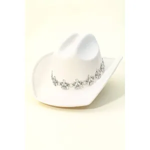 Eagle Chain Strap Cowboy Hat: Ivory