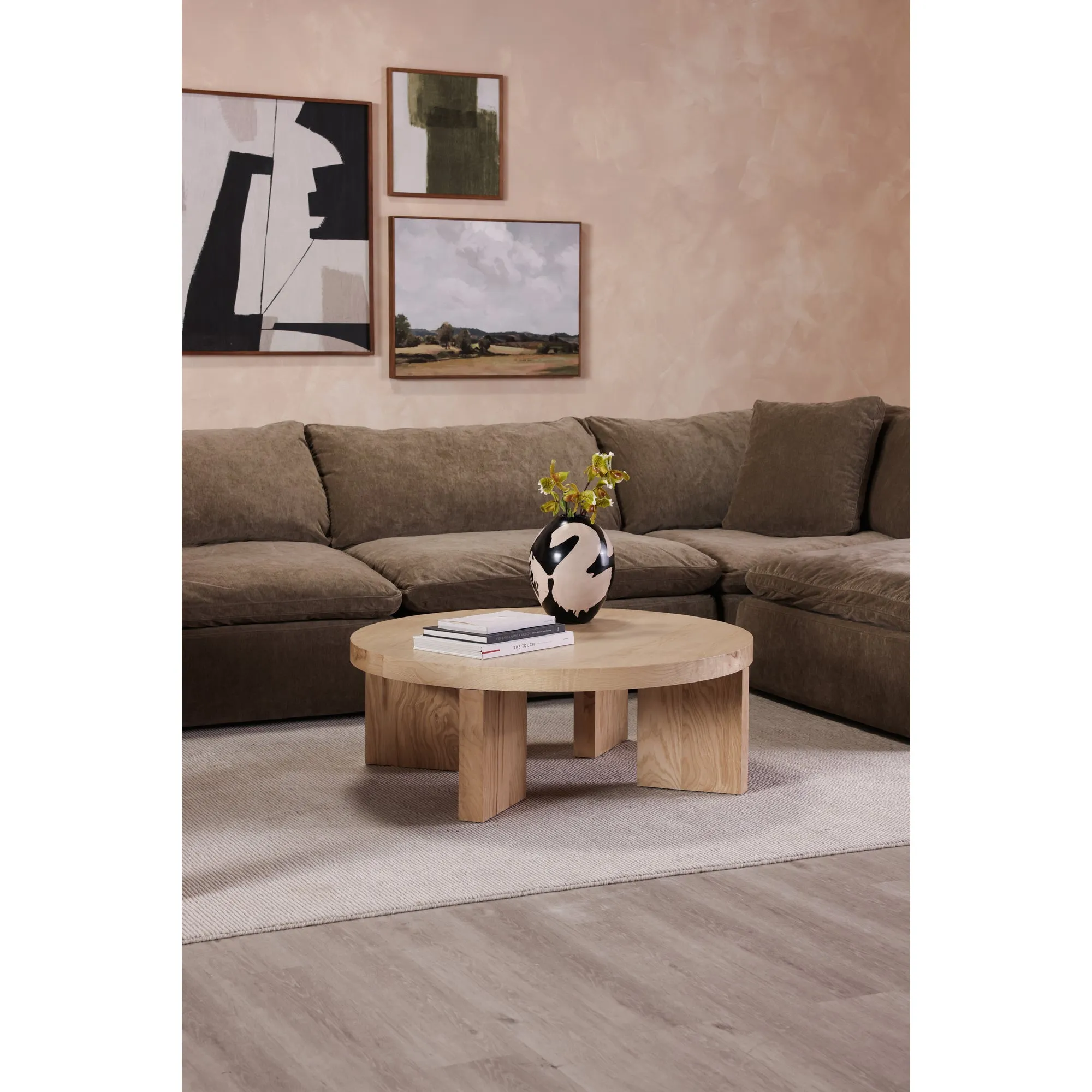 Eccentric Burl Wood Round Coffee Table
