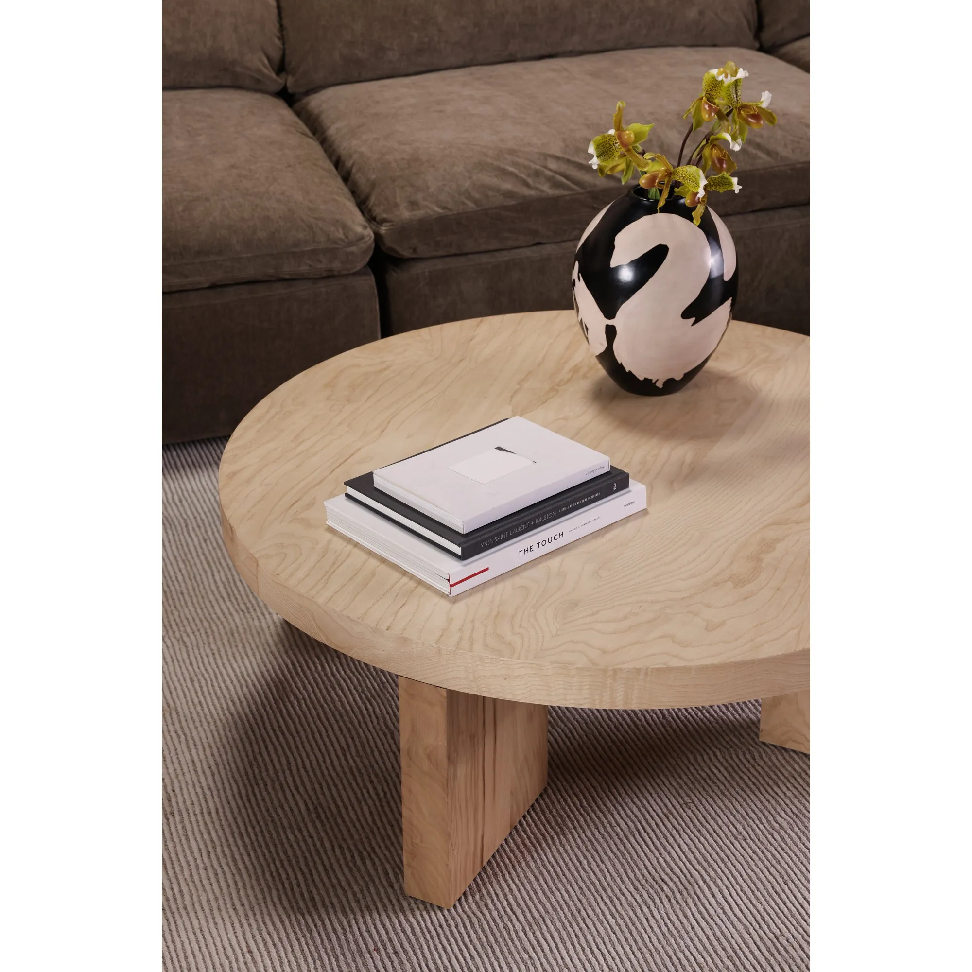Eccentric Burl Wood Round Coffee Table