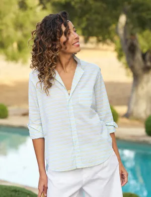 EILEEN Blue and Chartreuse Multi Stripe, Italian Cotton