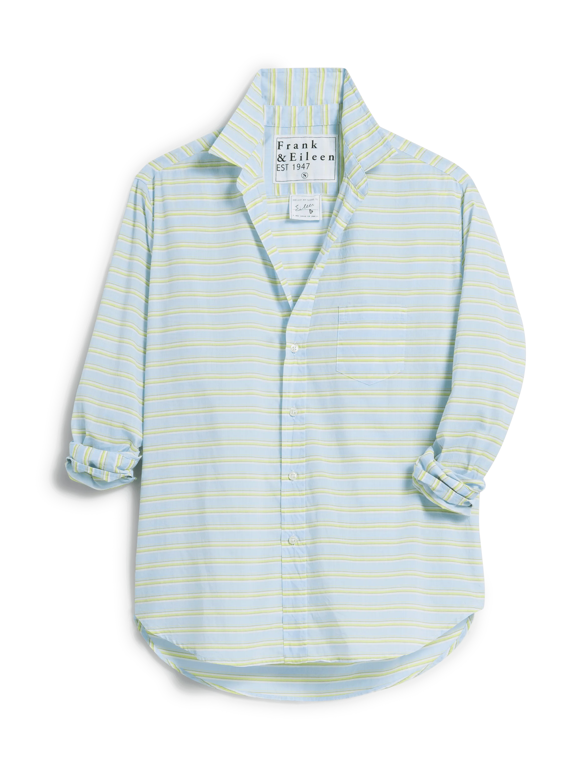 EILEEN Blue and Chartreuse Multi Stripe, Italian Cotton