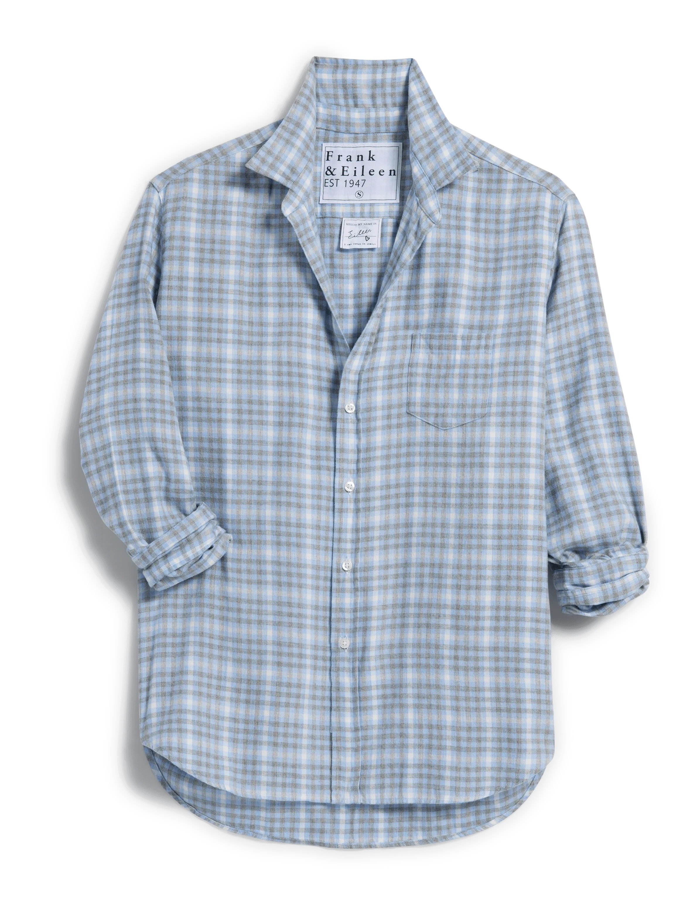 EILEEN Cream and Gray Blue Check, Italian Cashmere Touch