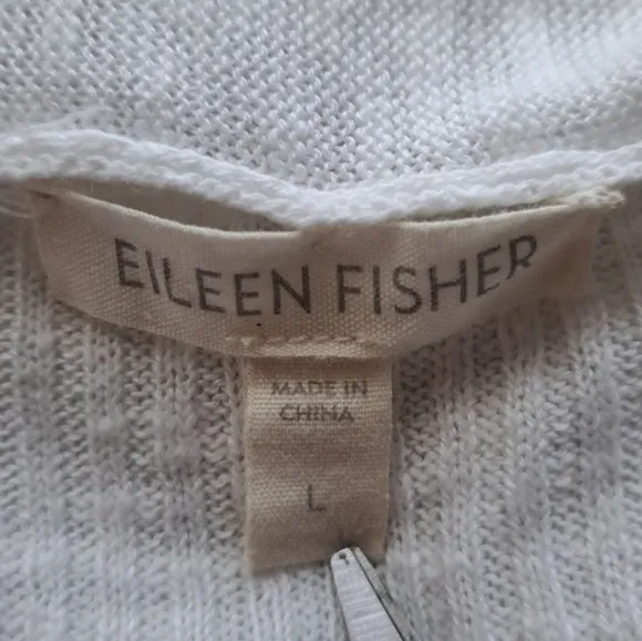 Eileen Fisher Linen/Cotton Open Front Cardigan Pockets Sz Large Oversized