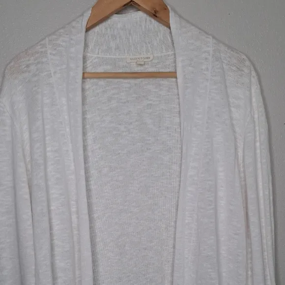 Eileen Fisher Linen/Cotton Open Front Cardigan Pockets Sz Large Oversized