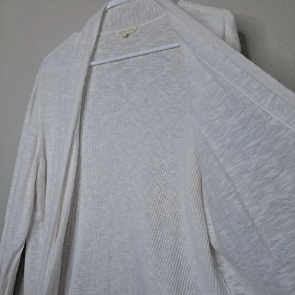Eileen Fisher Linen/Cotton Open Front Cardigan Pockets Sz Large Oversized