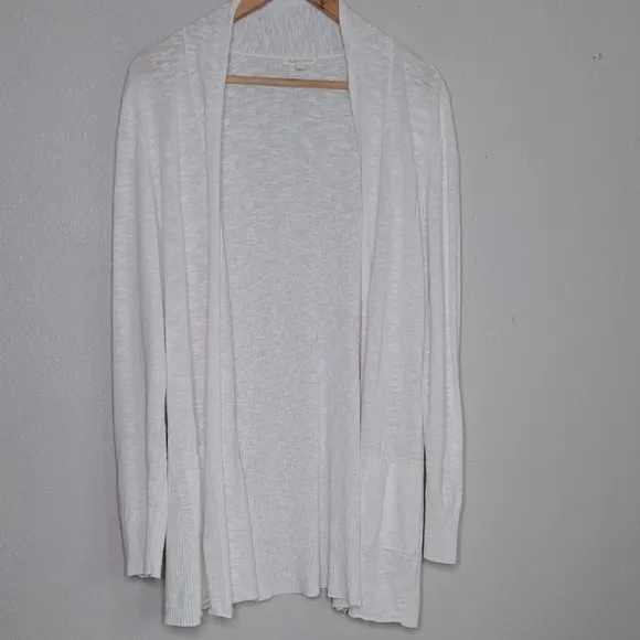 Eileen Fisher Linen/Cotton Open Front Cardigan Pockets Sz Large Oversized