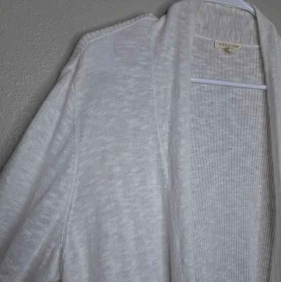 Eileen Fisher Linen/Cotton Open Front Cardigan Pockets Sz Large Oversized