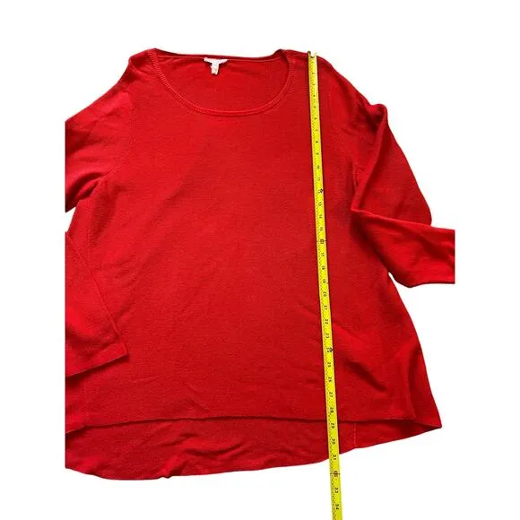 Eileen Fisher Womens Red Sweater Organic Cotton Size 1X Plus Size High low