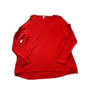 Eileen Fisher Womens Red Sweater Organic Cotton Size 1X Plus Size High low