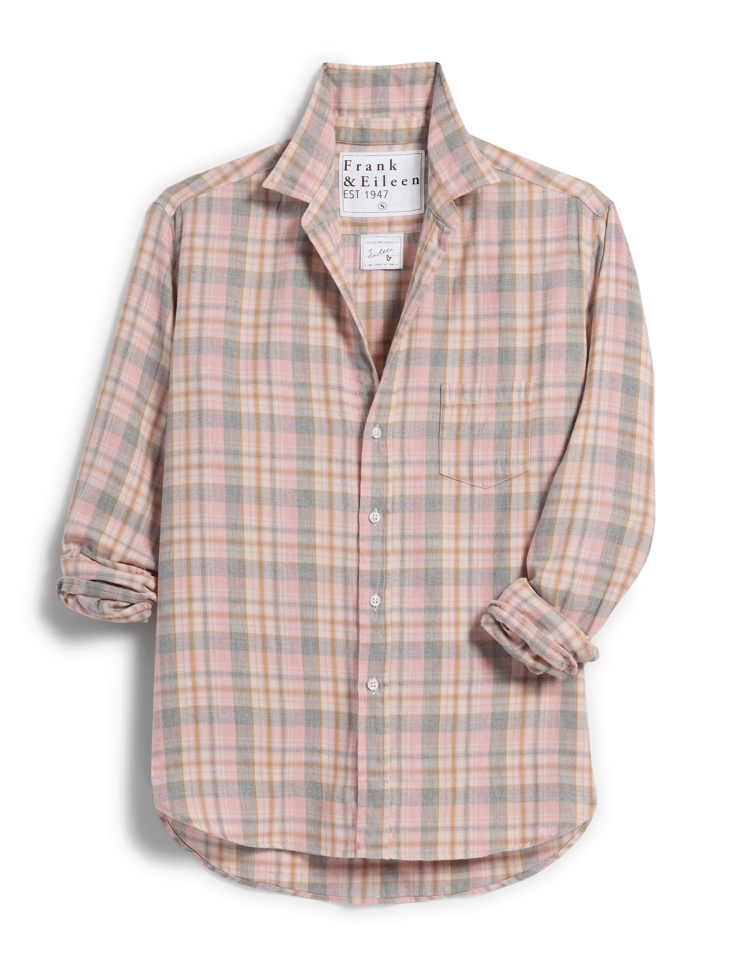 EILEEN Pink and Gray Melange Plaid, Italian Cashmere Touch