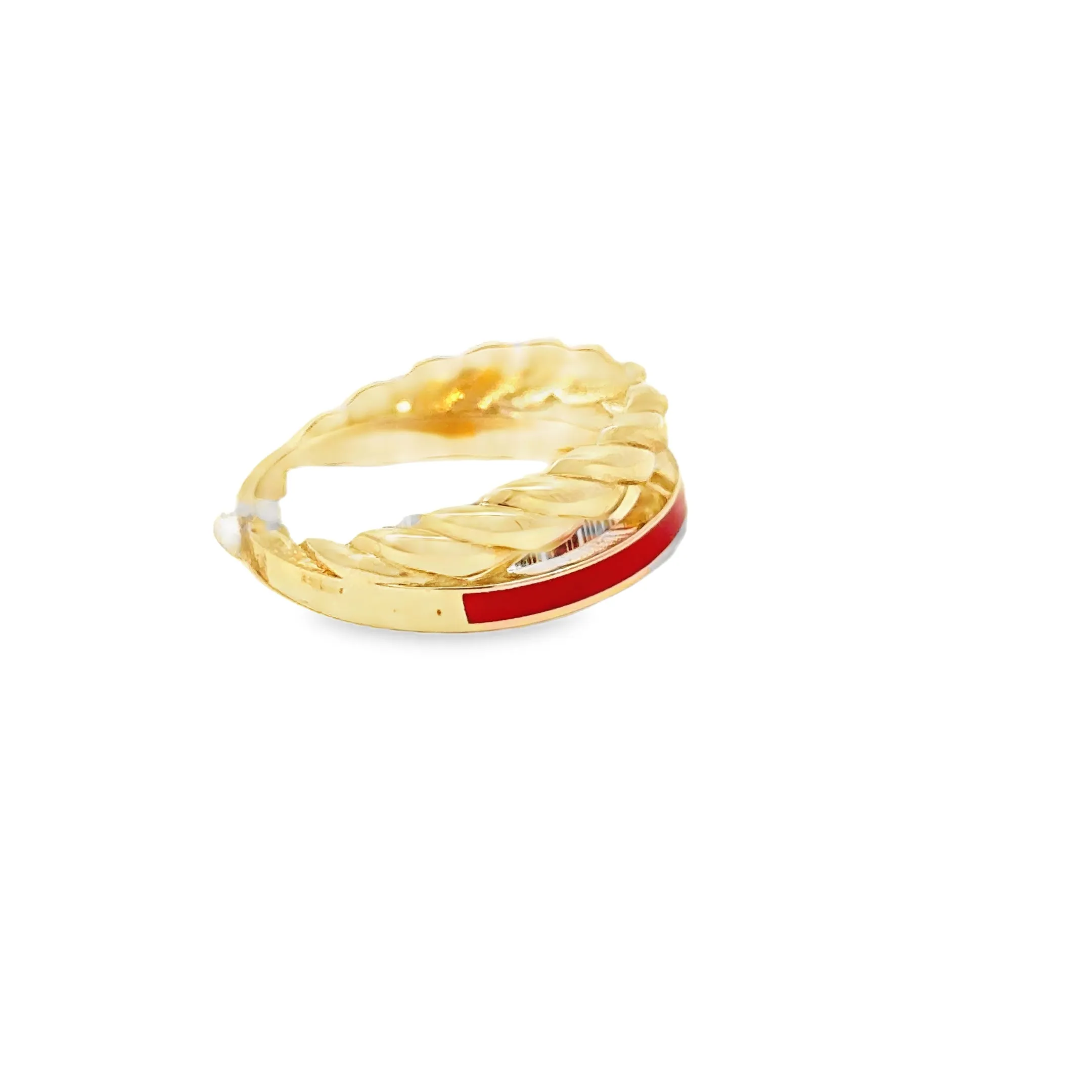 Elegant Gold and Red Ring 14k