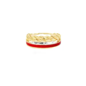 Elegant Gold and Red Ring 14k