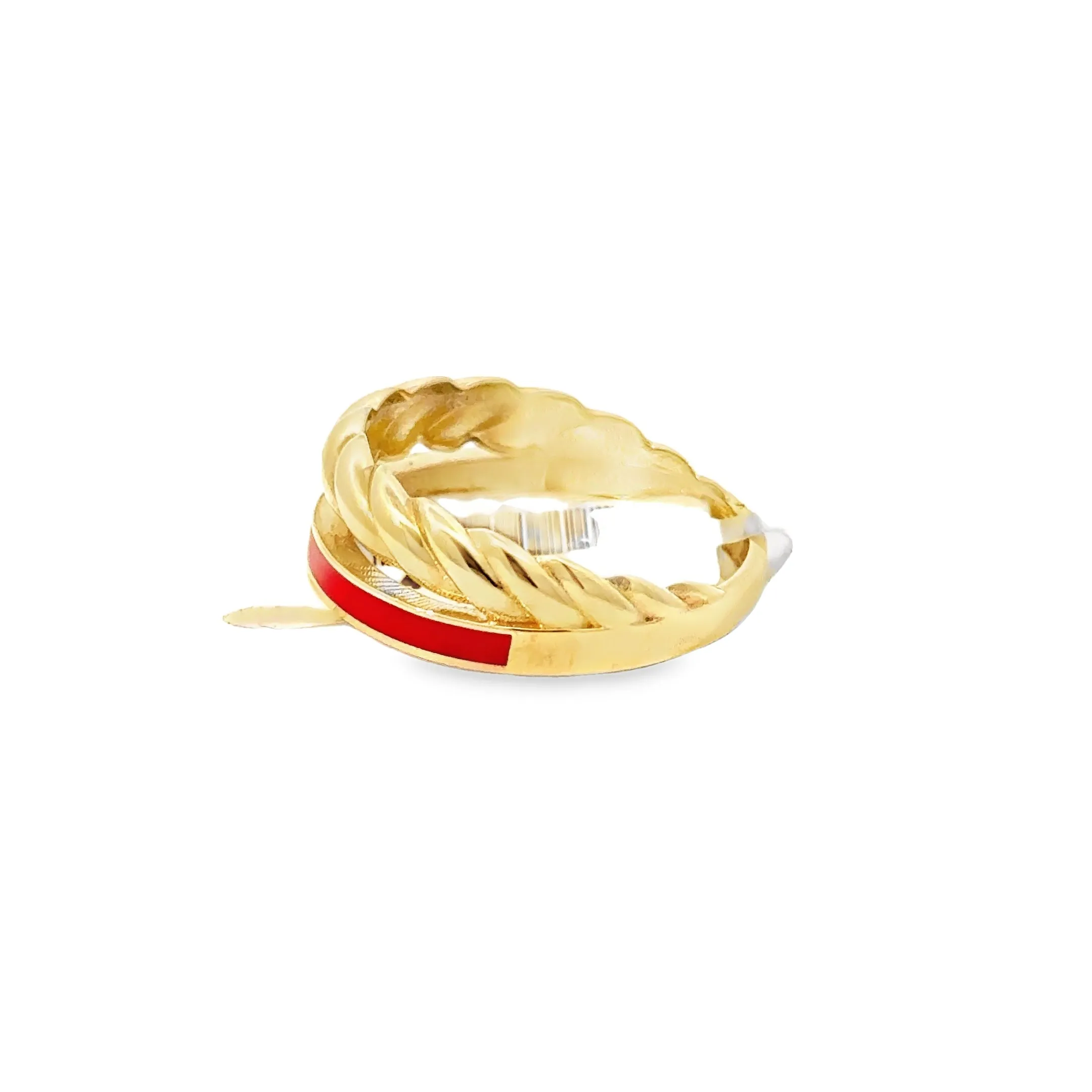 Elegant Gold and Red Ring 14k