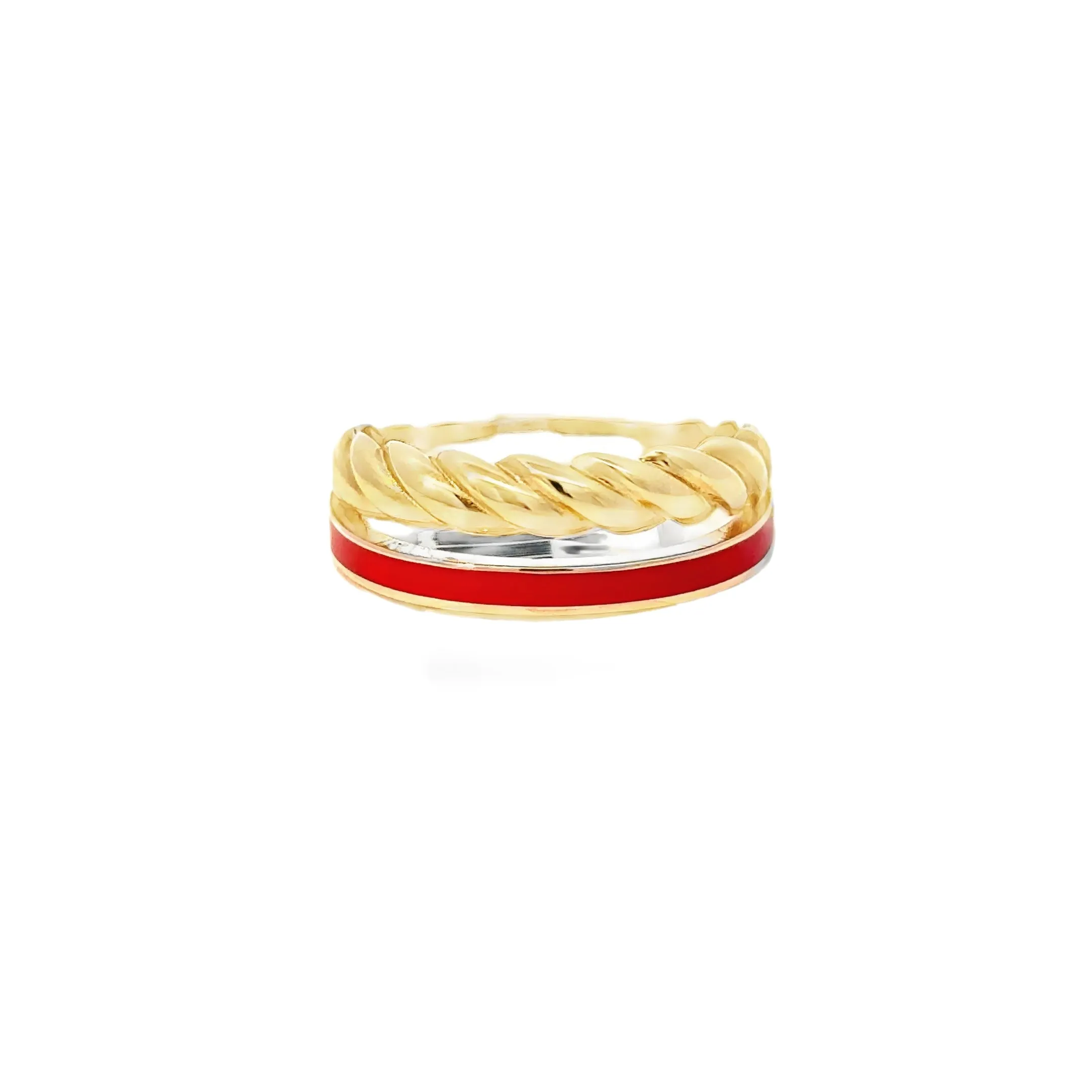 Elegant Gold and Red Ring 14k