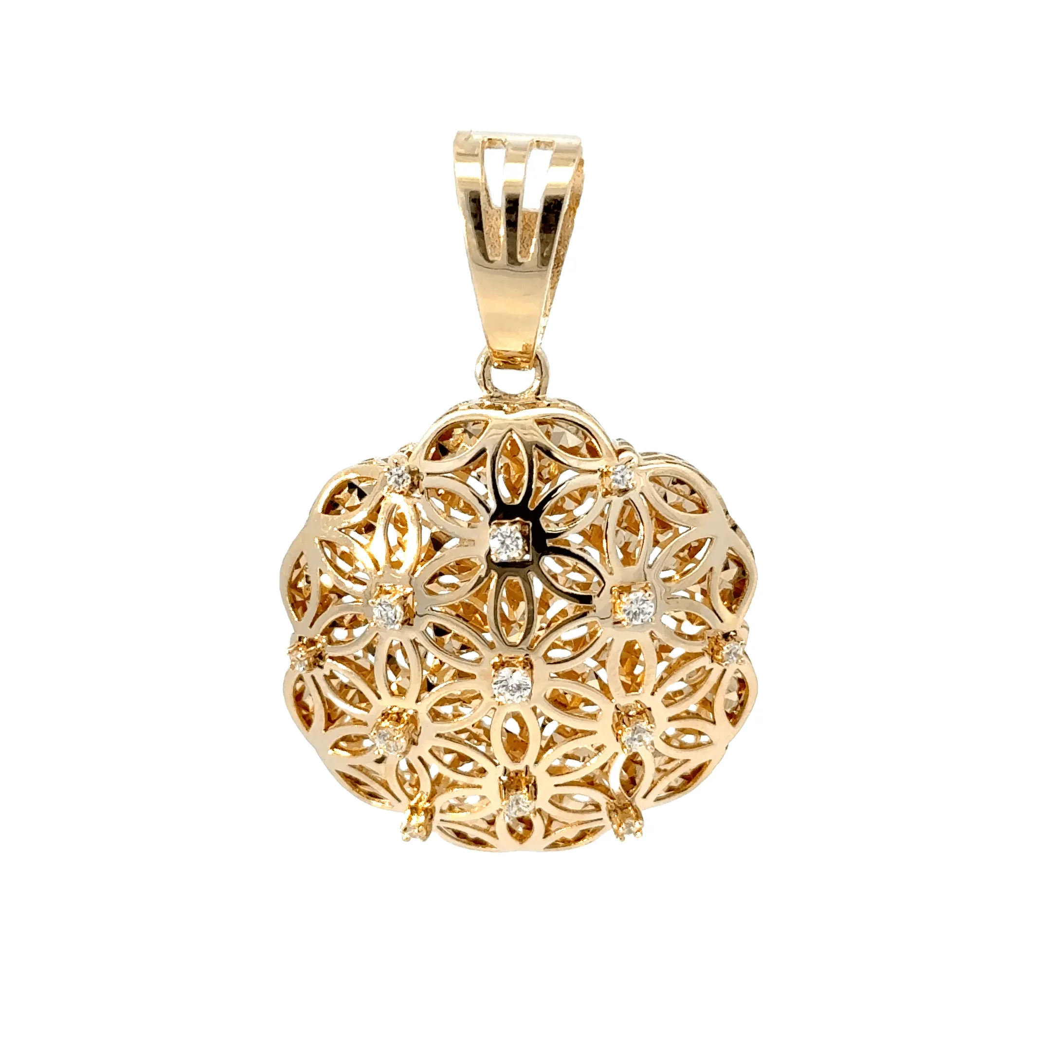 Elegant Gold Pendant with Intricate Design 14k