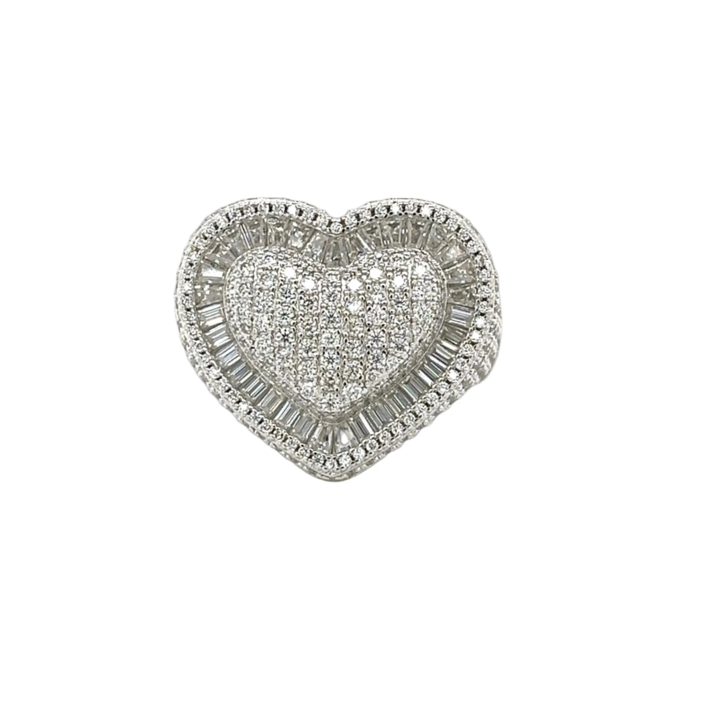 Elegant Heart Sterling Silver Ring with Yellow and Clear Cubic Zirconia - C105189