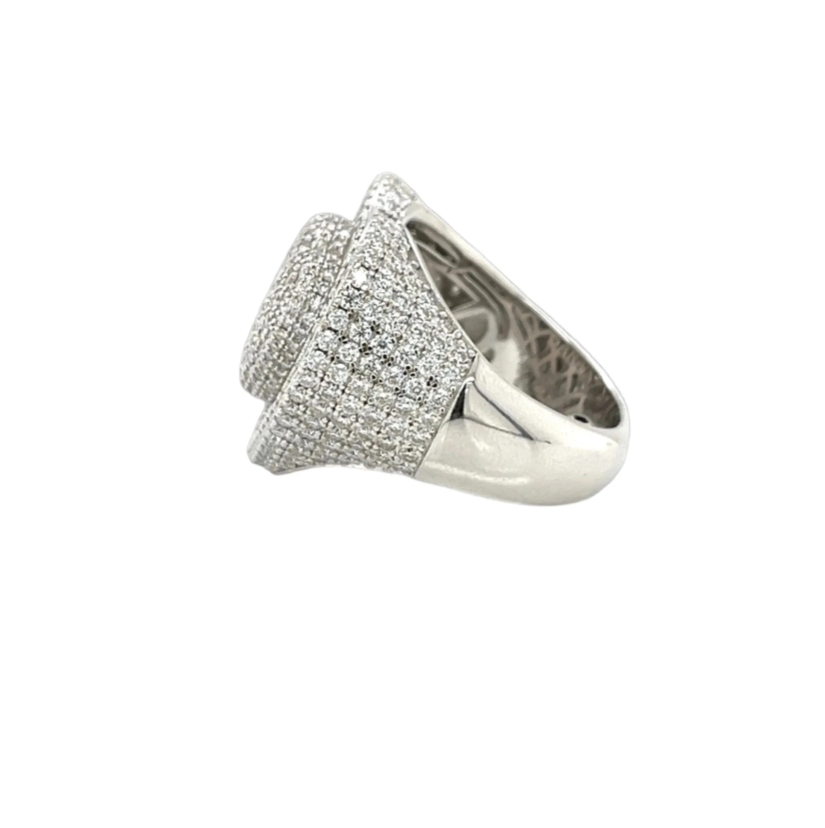 Elegant Heart Sterling Silver Ring with Yellow and Clear Cubic Zirconia - C105189