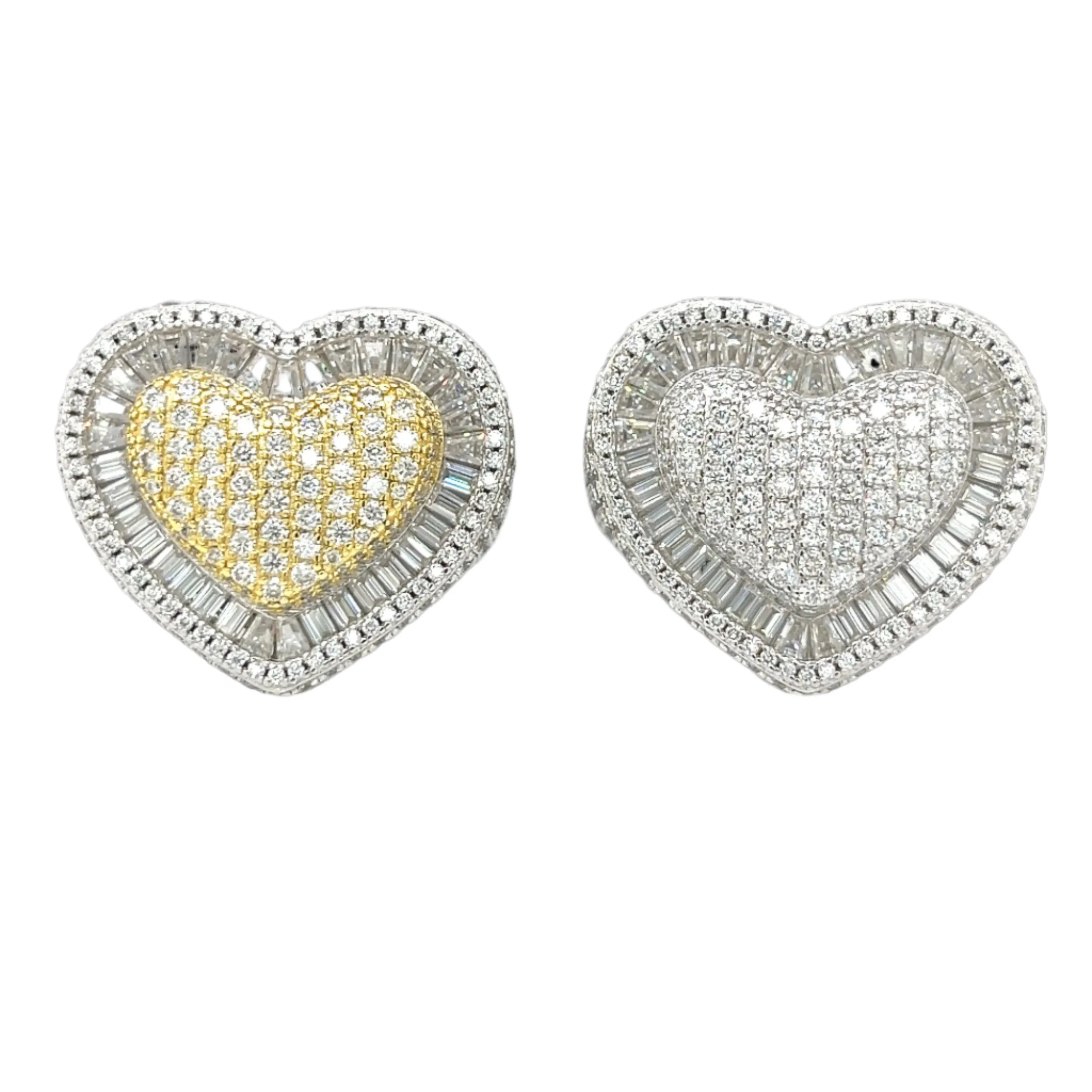 Elegant Heart Sterling Silver Ring with Yellow and Clear Cubic Zirconia - C105189