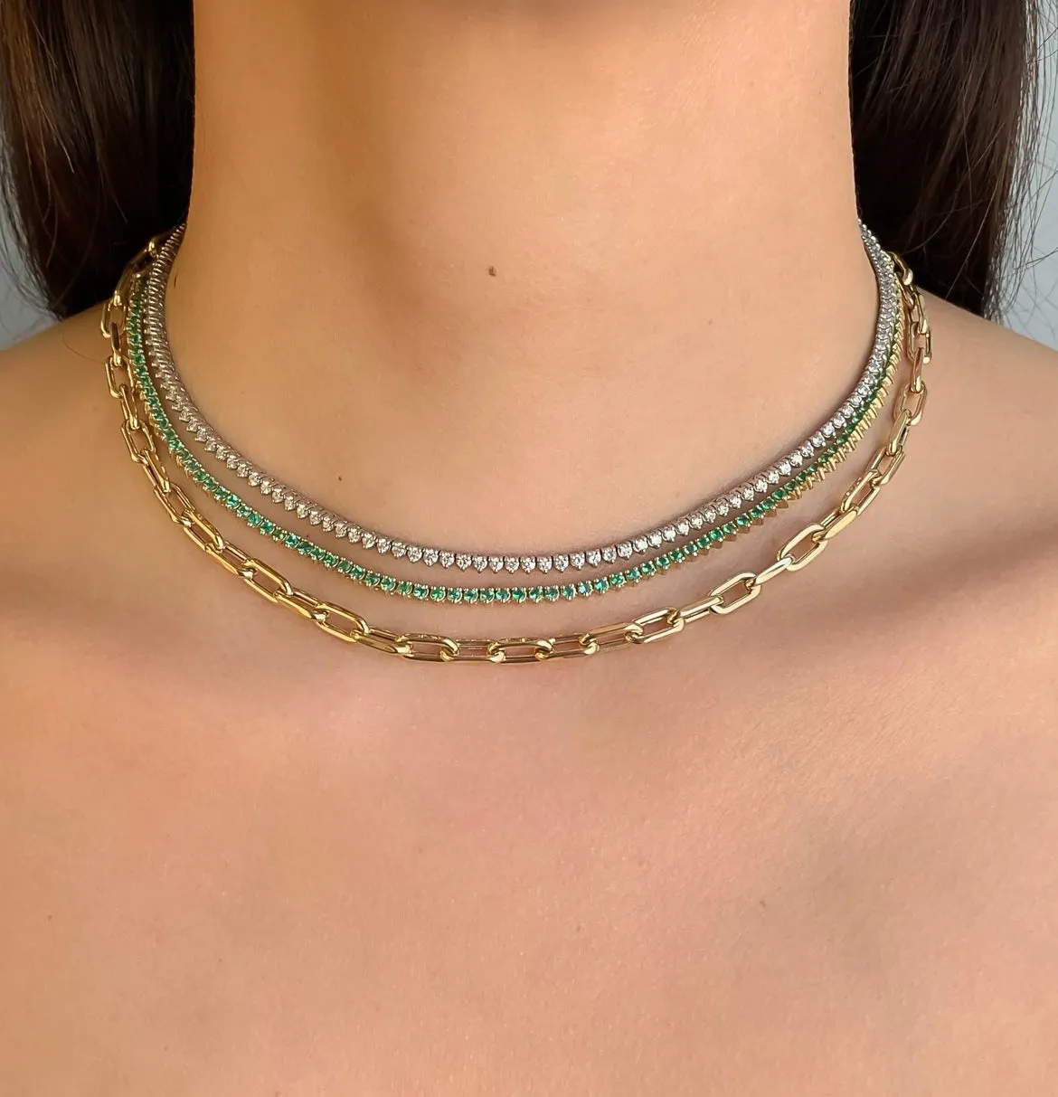EMERALD CHOKER TENNIS NECKLACE