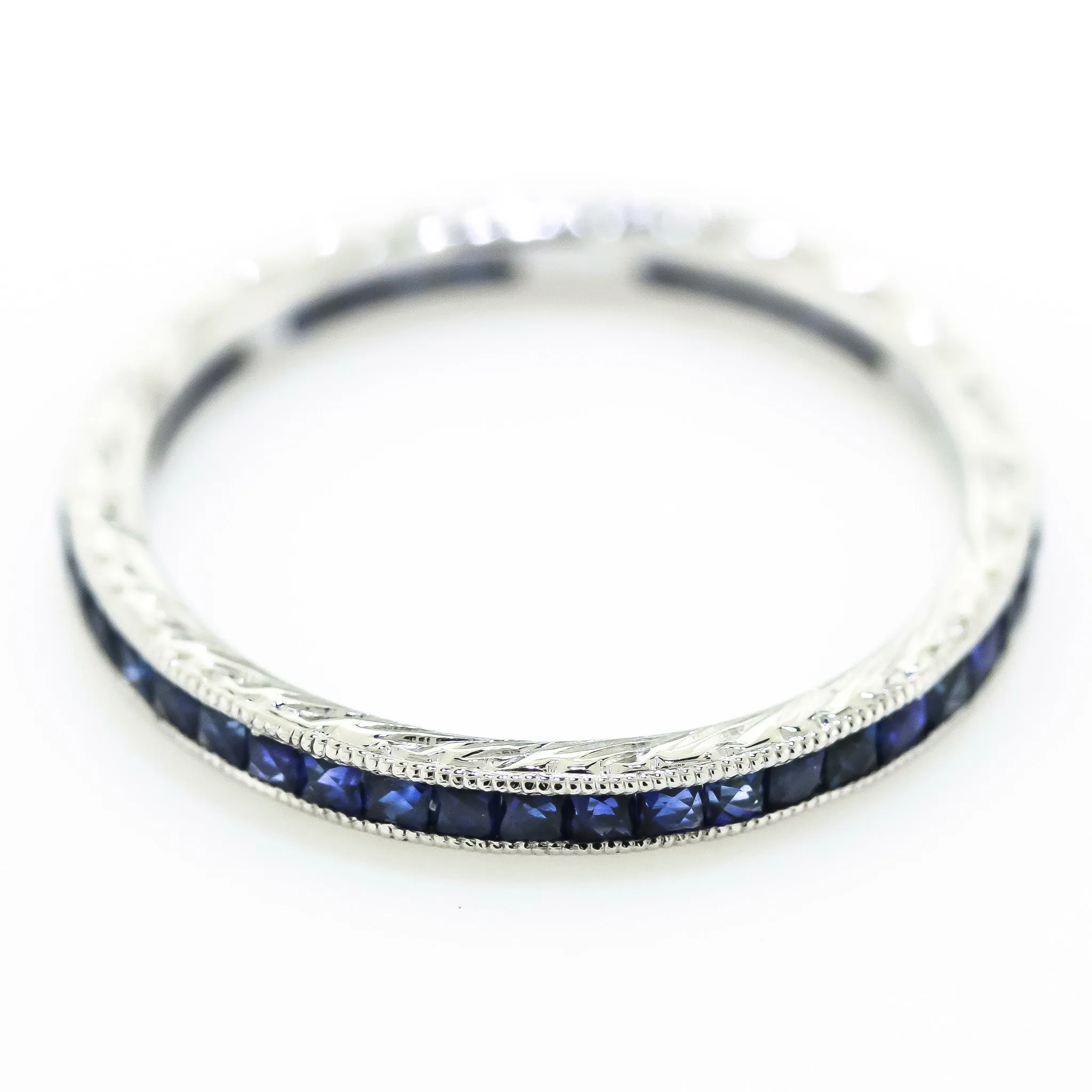 Engraved Sapphire Eternity Band