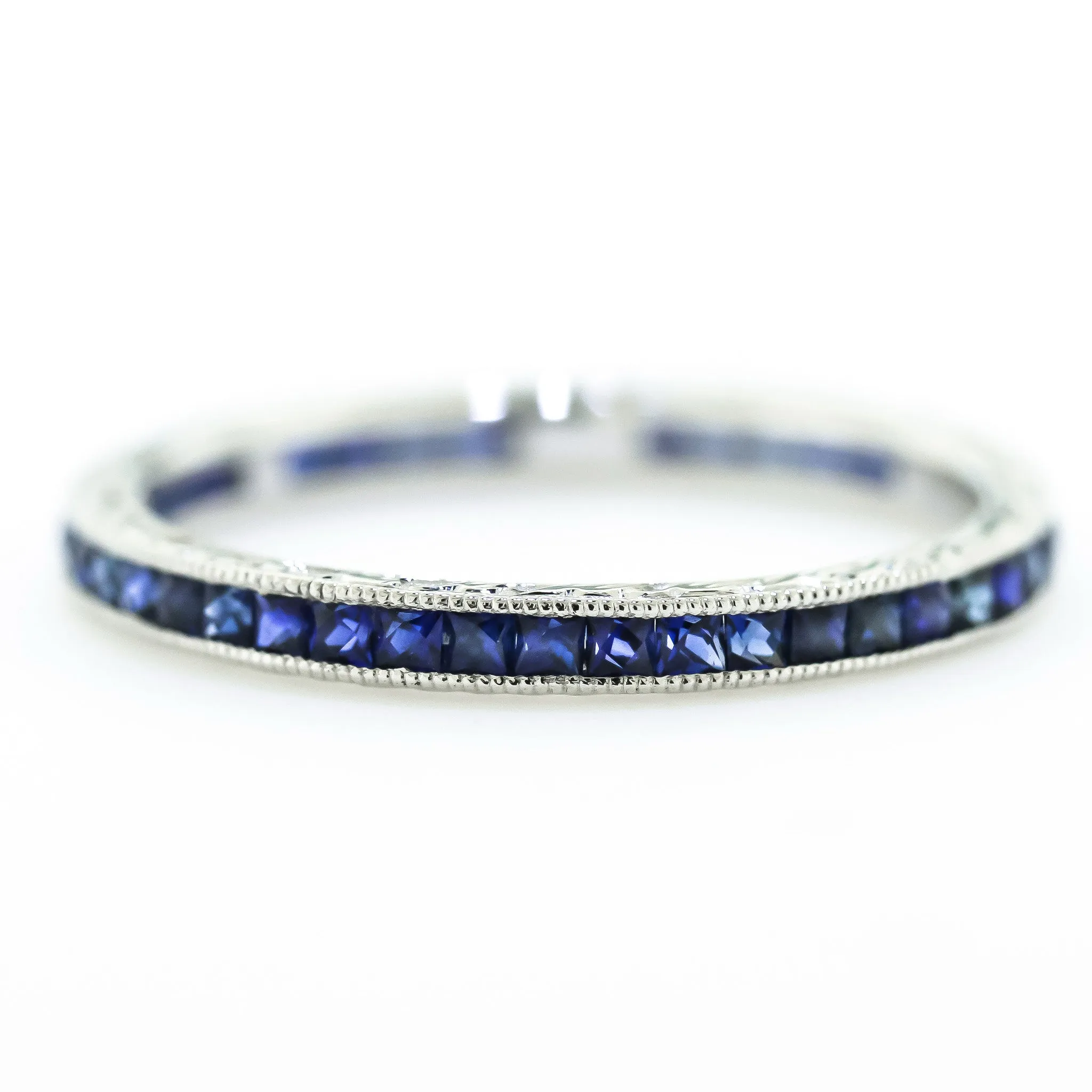 Engraved Sapphire Eternity Band