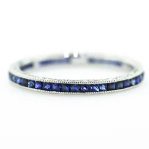 Engraved Sapphire Eternity Band