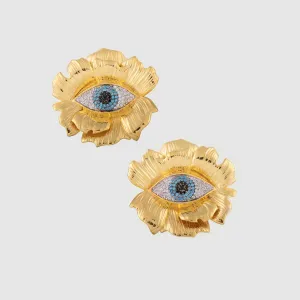 Evil Eye Flower Earrings
