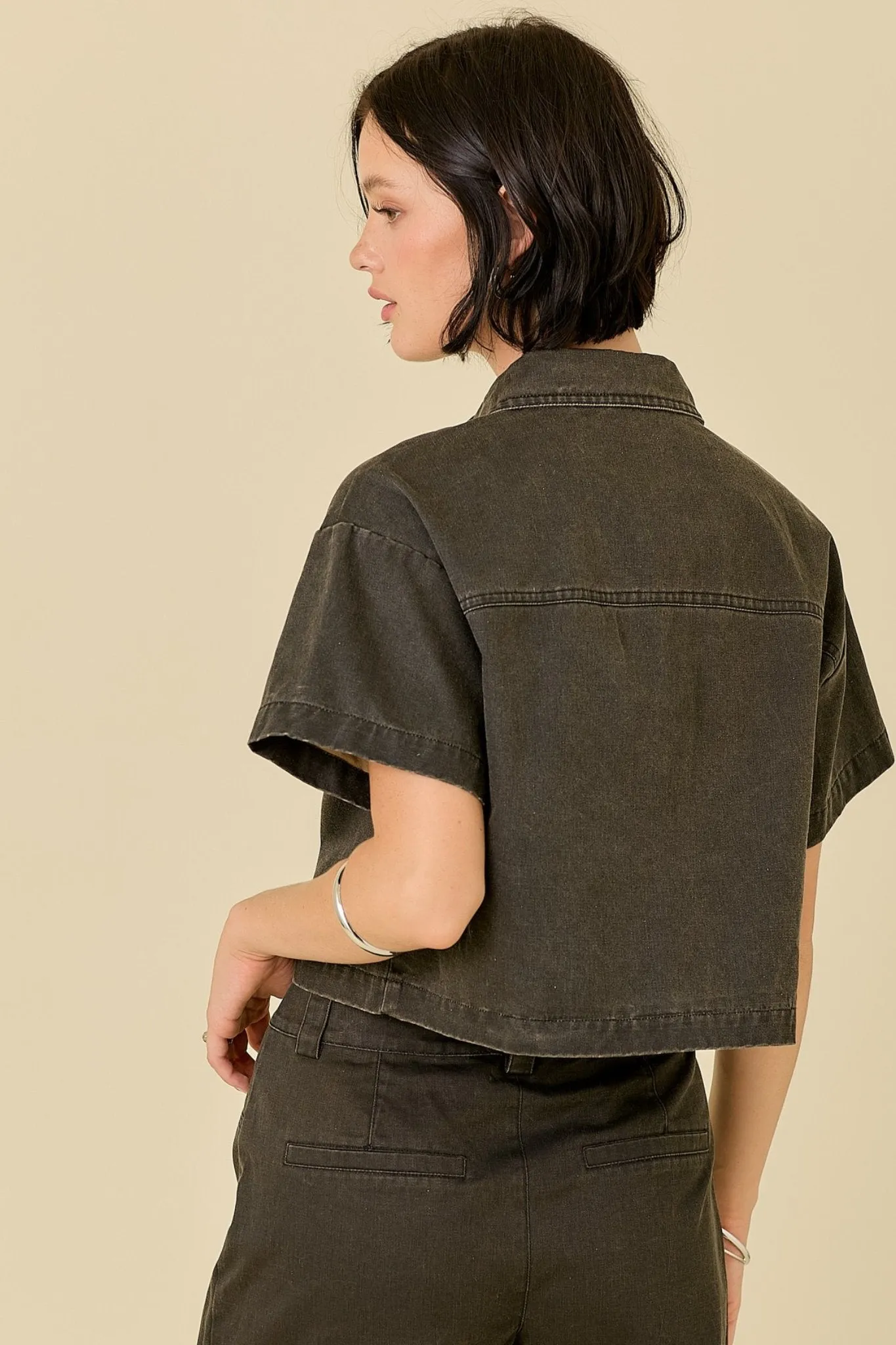 Express Button-Up Crop Top