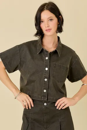 Express Button-Up Crop Top