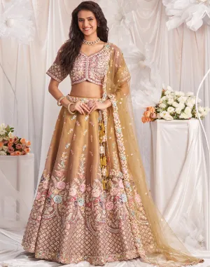Exquisite Net Lehenga Choli with Gotapatti & Moti Embroidery and Dupatta