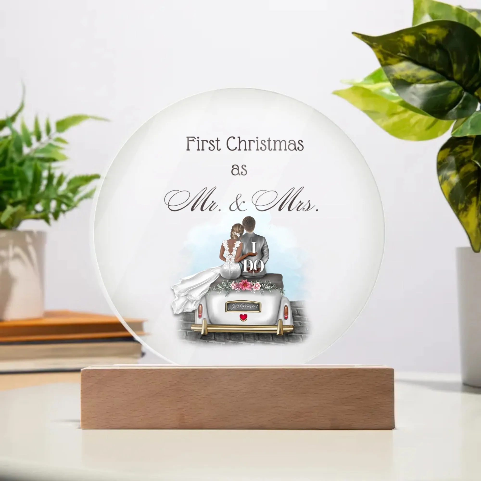 First Christmas as Mr. and Mrs. Circle Acrylic Plaque