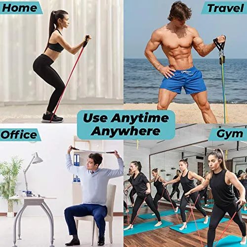 Fit Mammal Resistance Band Set- Warranty for Life- Resistance Bands for Workout for Men & Women- Heavy Resistance Tube & Stretch Band for Exercise- 50  Exercise Bands E-Book