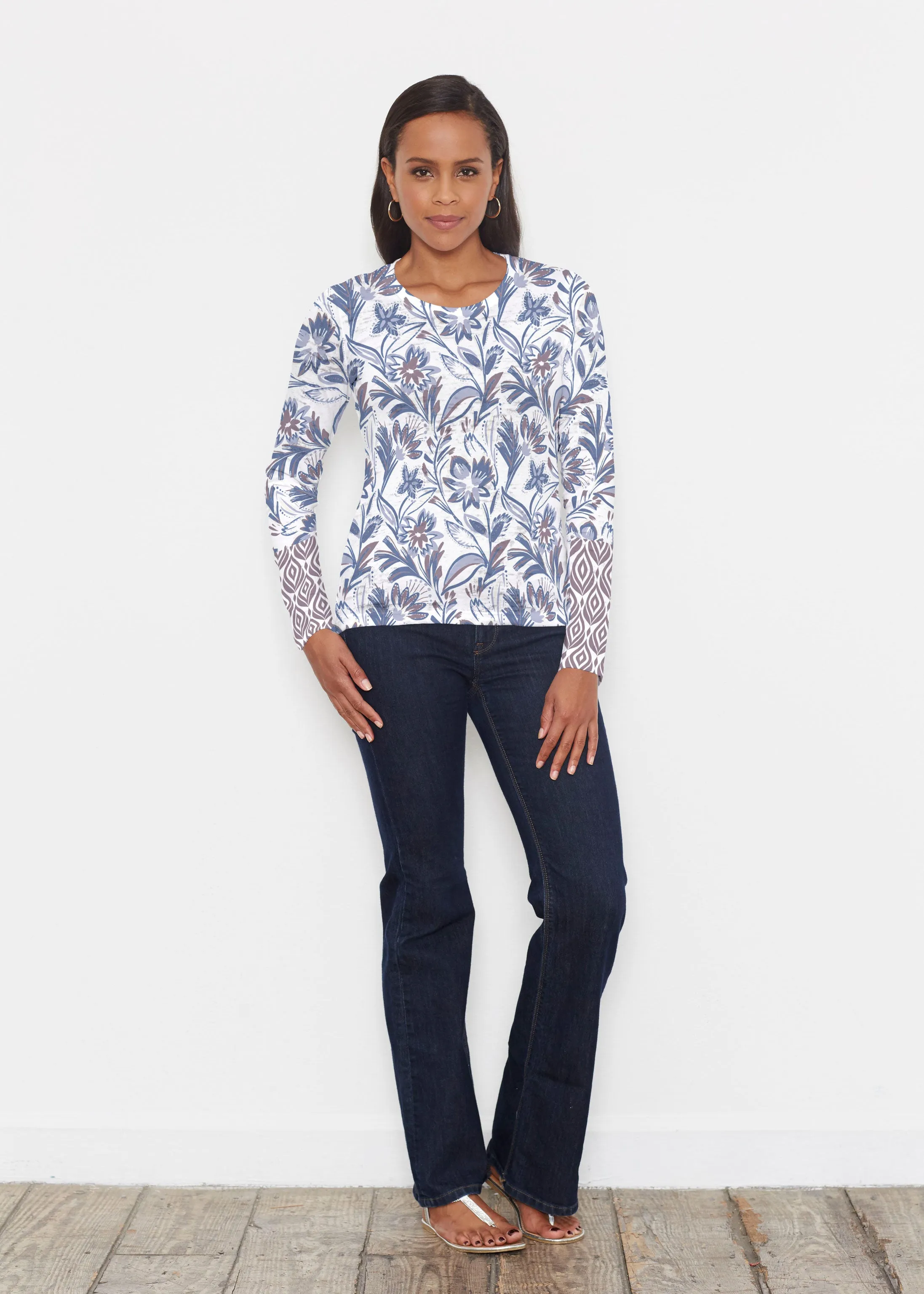 Floral Buds (8015) ~ Signature Long Sleeve Crew Shirt