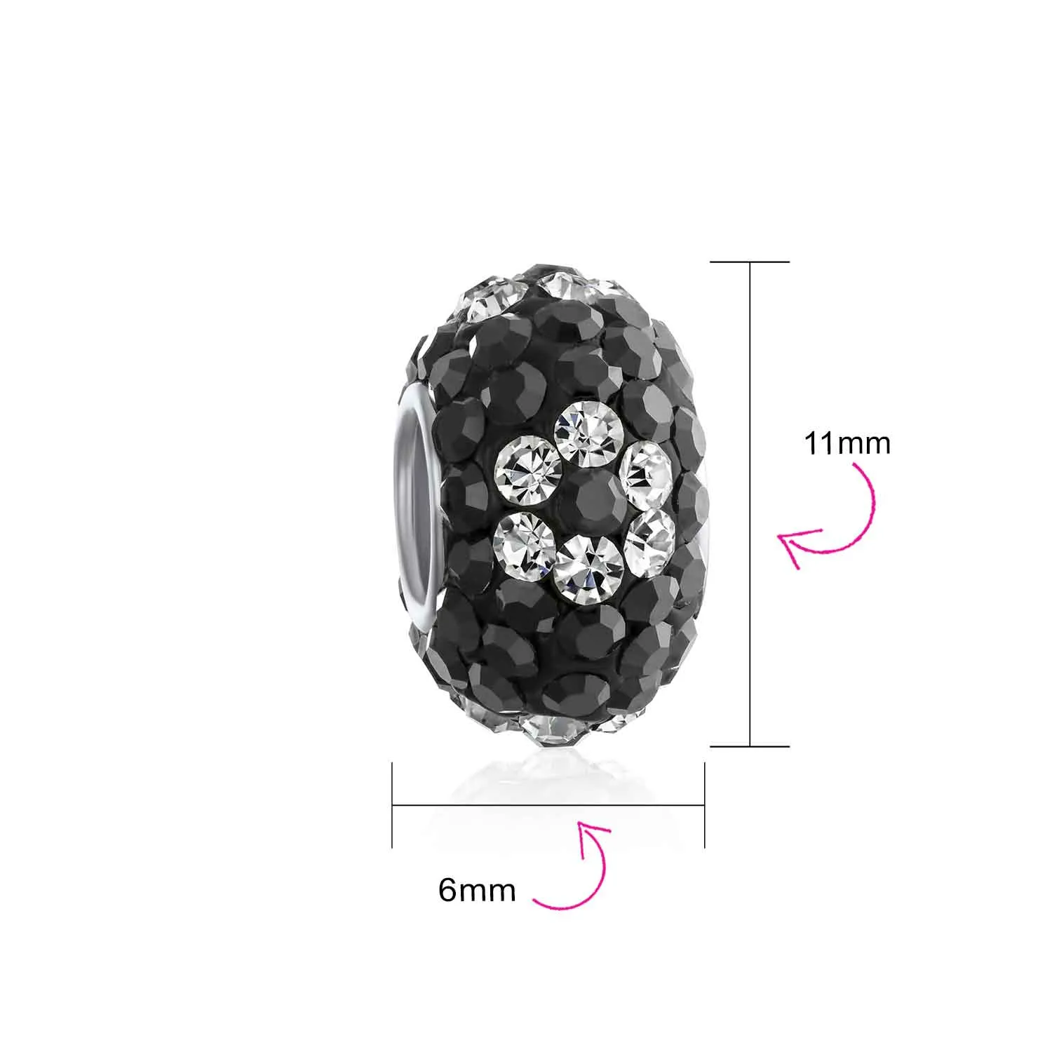 Floral Spring Crystal Bead Charm Aqua Black Pink Red Spacer for European Bracelet