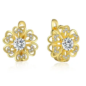 Flower Zirconia Luxury Hoop Earrings for Women