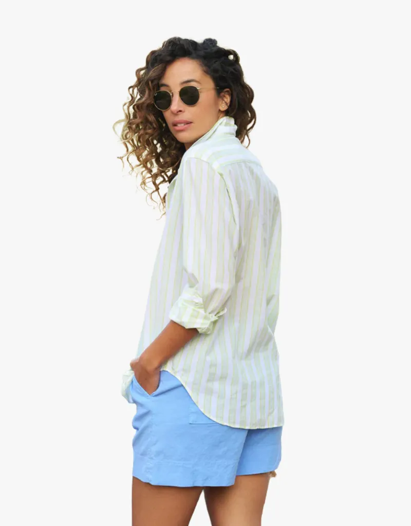 Frank & Eileen "Eileen" Relaxed Button Up Shirt in Chartreuse & Blue Stripe (Italian Cotton)