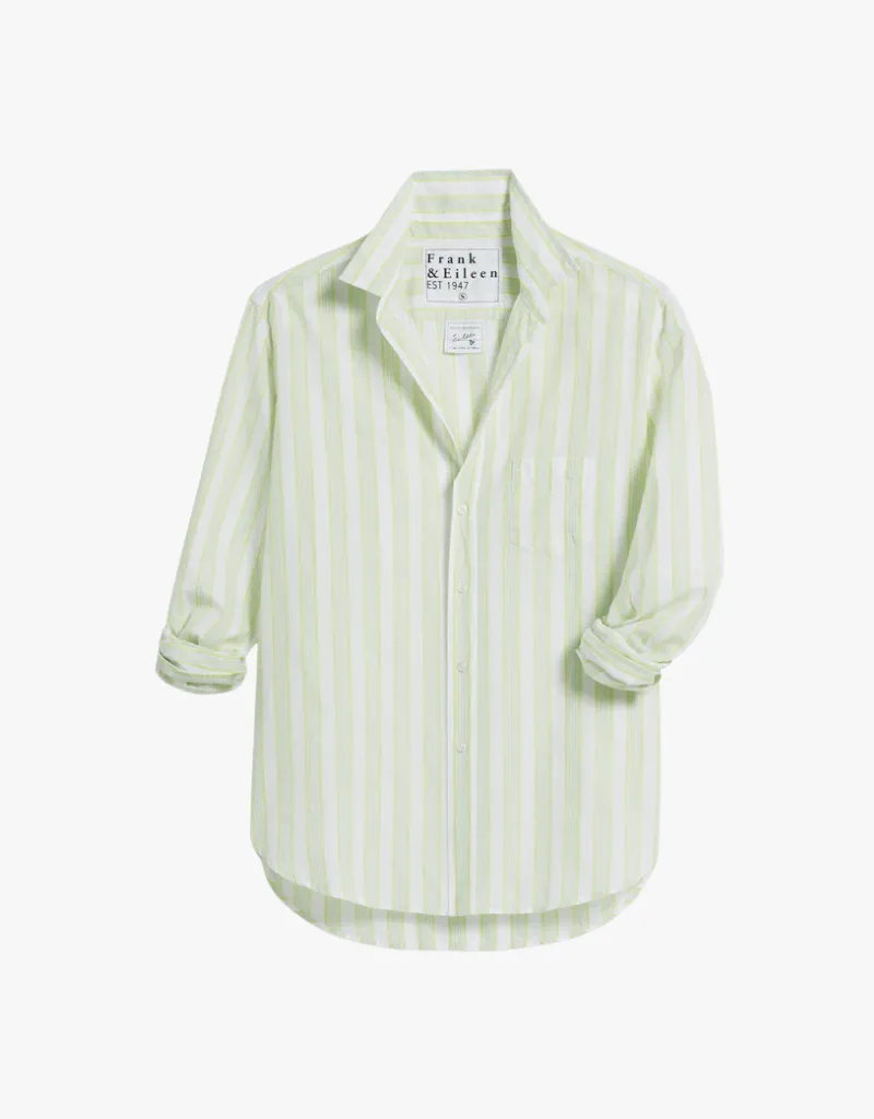 Frank & Eileen "Eileen" Relaxed Button Up Shirt in Chartreuse & Blue Stripe (Italian Cotton)