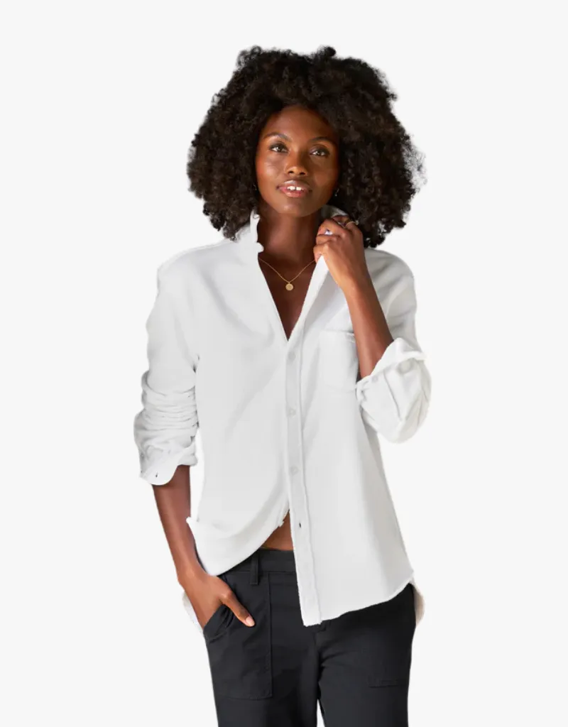 Frank & Eileen "Eileen" Sweatshirt Button Up Shirt in White (Triple Fleece)