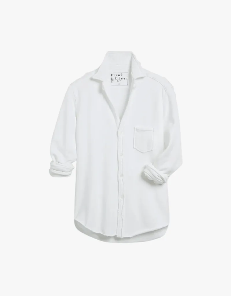 Frank & Eileen "Eileen" Sweatshirt Button Up Shirt in White (Triple Fleece)